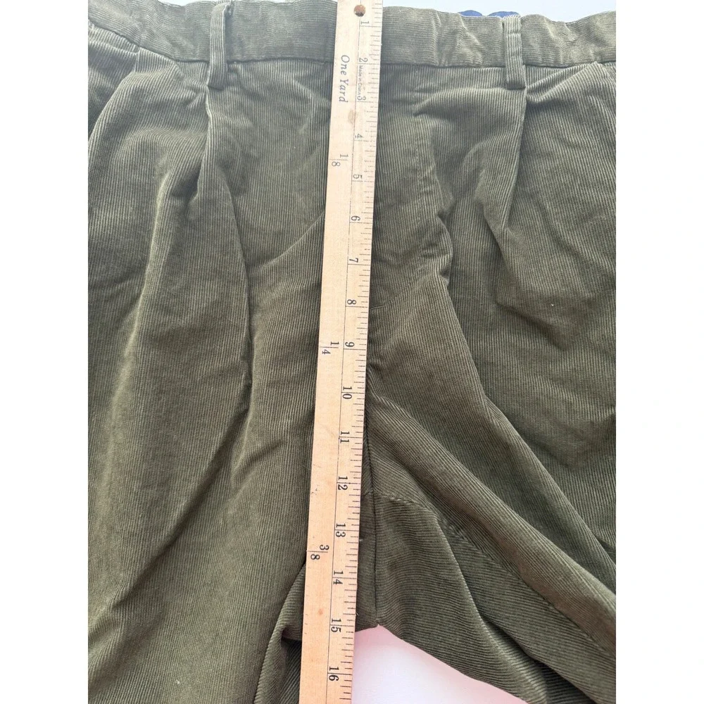 Lands' End Mens Olive Green Pleated Corduroy Pants Traditional Fit 48/9 513924